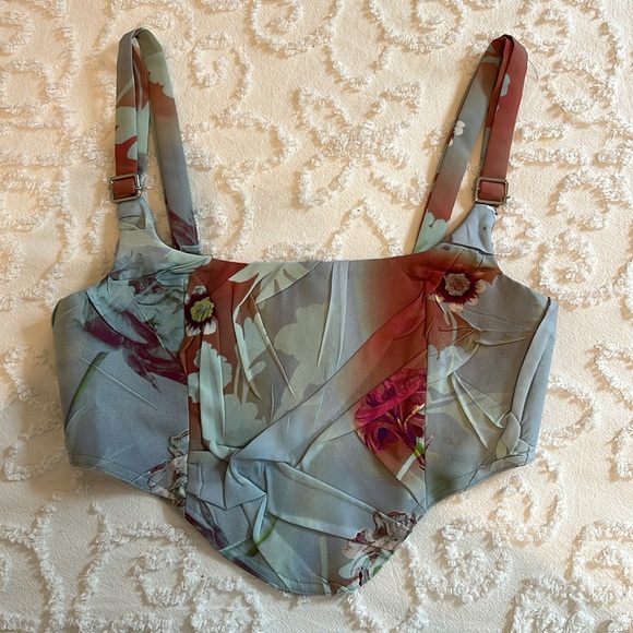 Julia Heuer Helmut Floral Crepe Crop Top ( small) - Picture 8 of 11